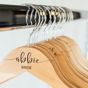 Personalized Bridesmaid Hangers Wedding Hanger Wooden Engraved Hanger Bridal Dress Hanger Wedding Name Hangers HG100 image 2