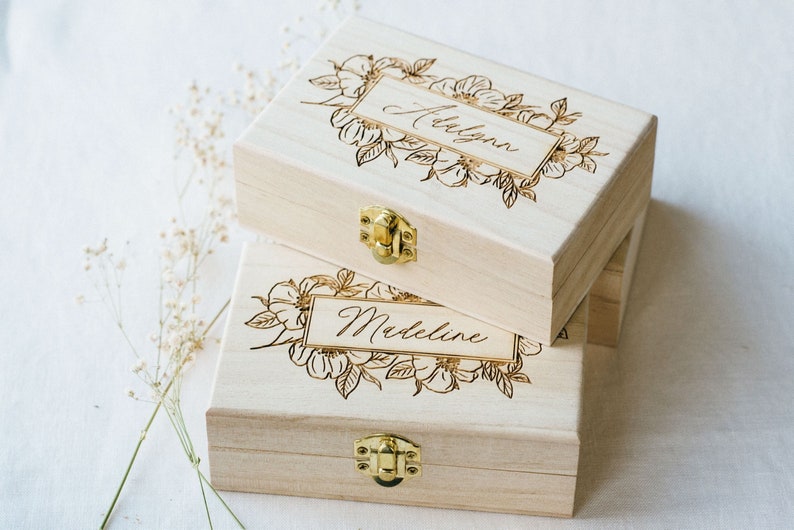 Christmas Gifts for Girl Holiday Gifts for Women Gift Ideas for Her Personalized Bridal Party Gift Wooden Box EWB001 image 1