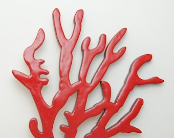 Coral brooch, big red brooch, sea-inspired, piece of art