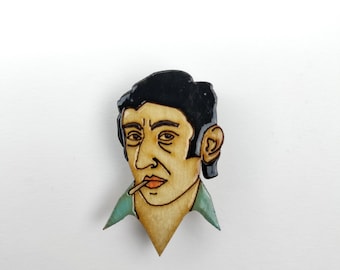 Broche de Serge Gainsbourg, broche de madera hecho a mano, regalo de Navidad, idea de regalo, regalo de Navidad