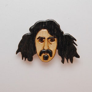 Brooch Frank Zappabrooch, handmade wooden brooch, gift for Zappafans, artwork