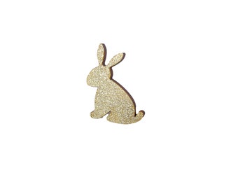 Broche petit lapin rose, petite broche en bois rose.