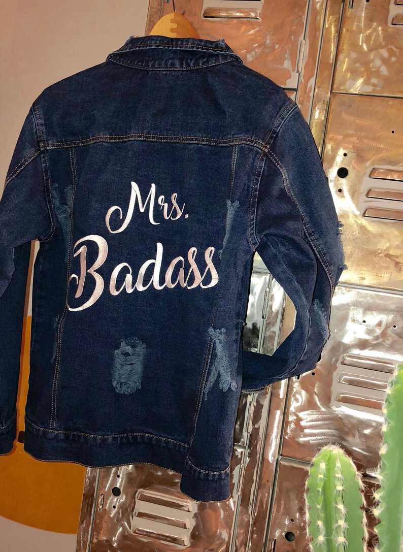 Mrs. Bride Denim Jacket Distressed Denim Custom Embroidery | Etsy