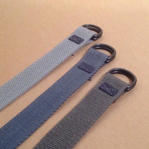 Canvas belt with D Ring for Women or Men , Blue canvas belt, Gray canvas belt, light gray canvas belt, Men&#39;s belt, Women&#39;s belt, Young belt