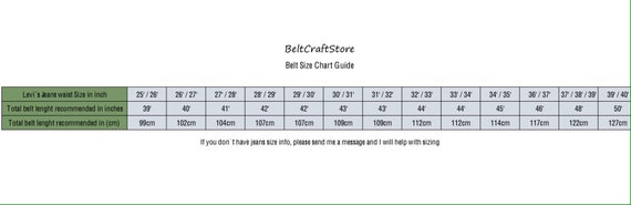 D Ring Belt Size Chart