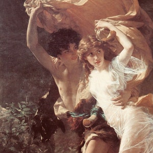 Young Love &quot;The Storm&quot; Full Color fine art print original by Pierre Auguste Cot 8&quot; x11&quot;