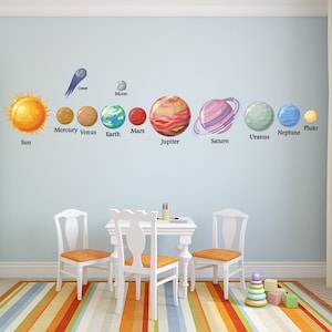 Solar System Wall Art - Planets Wall Decal - Outer Space - Kids Science Playroom Classroom Vinyl Wall Decor