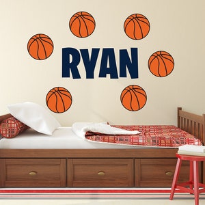 Personalized Name Wall Decal - Basketball Wall Art Decal - Kids Boys Bedroom Vinyl Wall Decor