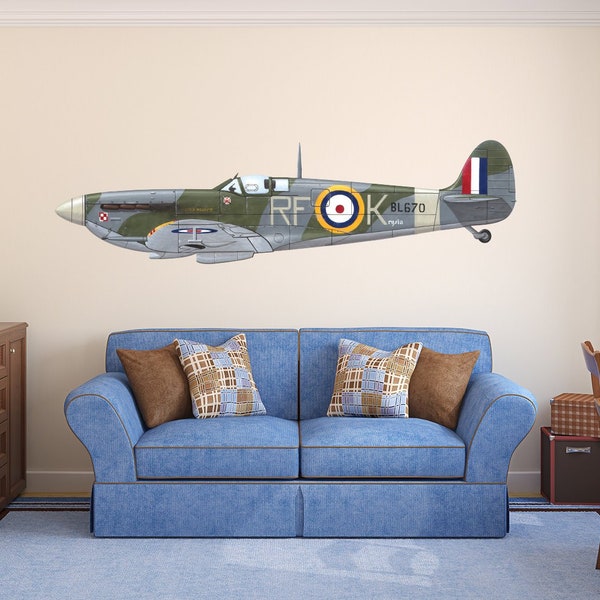 WWII Aircraft Wall Decal Military Airplane Kids Bedroom Vinyl Wall Decor