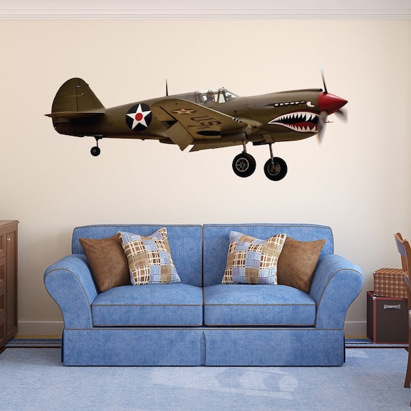 WWII Aircraft Wall Decal Military Airplane Kids Bedroom Wall Decor