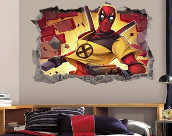 Deadpool Karate Kick Wall Decal Mural Dead Pool Sticker Poster Wall Vinyl n89 Deadpool Karate Kick Wall Decal Mural Dead Pool Sticker Poster Wall Vinyl n89