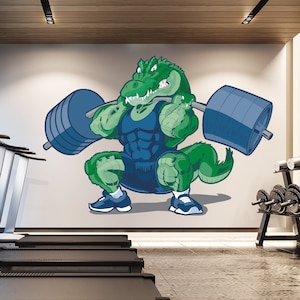 Alligator Gym Wall Art Decal Fitness Center Vinyl Wall Decor