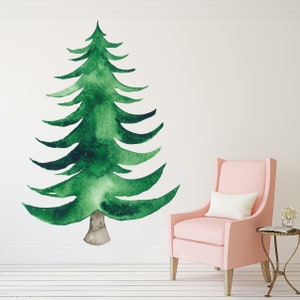 Pine Tree Watercolor Wall Decal Art Stickers Vinyl Decor