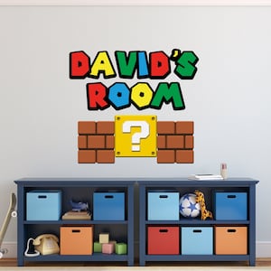 Game Custom Name Wall Decal, Inspired Mario Wall Decor, Game Kids Room, Super Wall Sticker Mural Bedroom Decor Gift