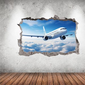 Commercial Airplane Wall Decal 3D Airline Graphic Wall Art Sticker, Wall Decor, Airplane Wall Sticker Mural Poster Kids Bedroom Decor Mural