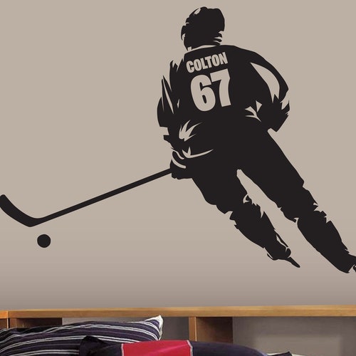 Personalized Name Wall Decal Hockey Wall Art Boys Bedroom Etsy