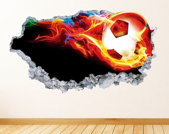 Pallone da calcio fracassato 3D Wall Decal sport Vinyl Decor Sticker