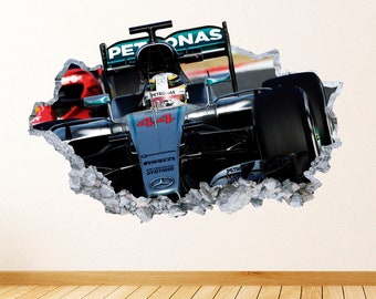 Fórmula 1 pared arte calcomanía Mercedes tema pared decoración dormitorio vinilo pared pegatina