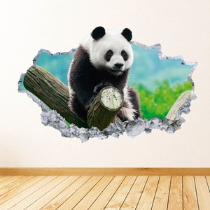 Panda Bear Smashed 3D Wall Decal Animal Vinyl Decor Sticker