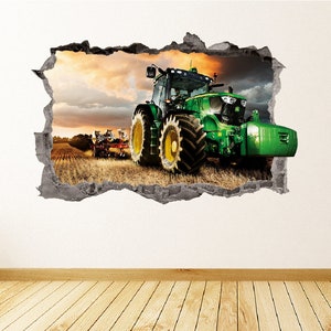 John Deere Green Tractor Wall Decal 3D Art Stickers Vinyl Wall Decor