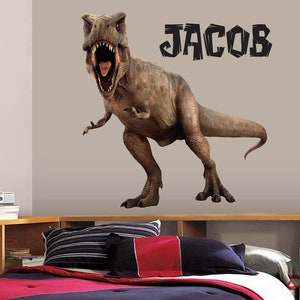 Personalized Name Wall Decal Dinosaur T Rex Wall Art Kids Vinyl Wall Decor