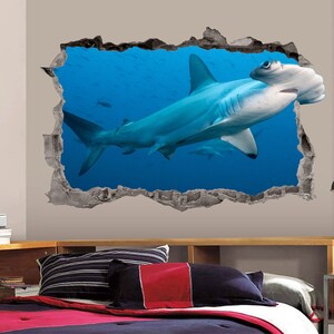 Shark Wall Decal 3D Art Stickers Vinyl Wall Decor