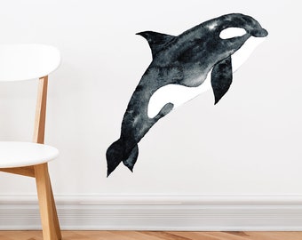 Killer Whale Watercolor Wall Decal Art Stickers Vinyl Decor