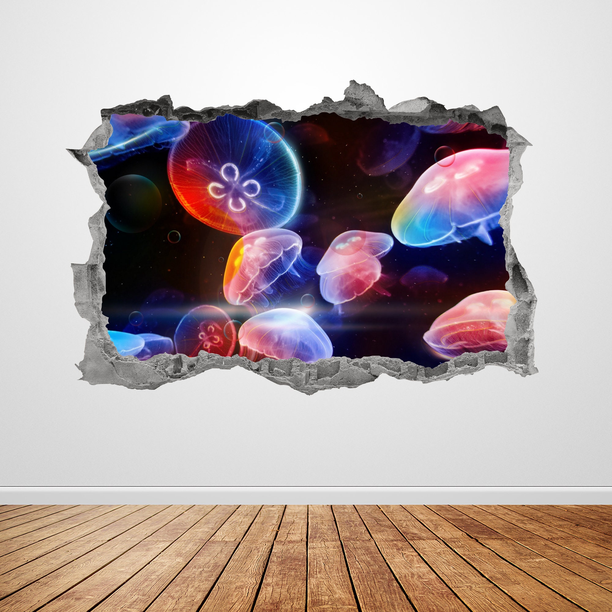 Jellyfish Wall Decal Smashed 3D Graphic Ocean Jelly fish Wall Etsy
