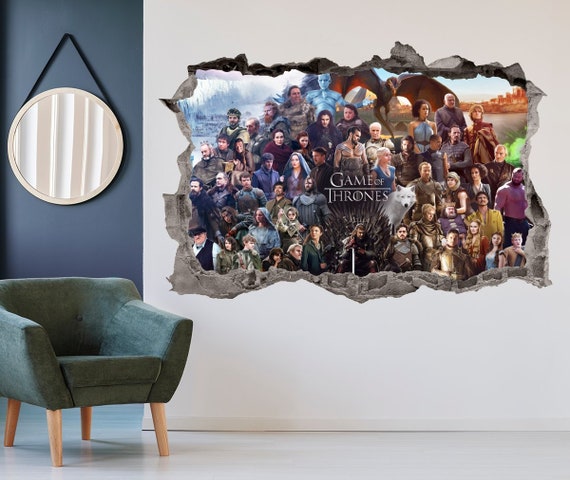 Game Of Thrones House Stark Wall Smash Decal Sticker 3D Bedroom Vinyl Mural Art 