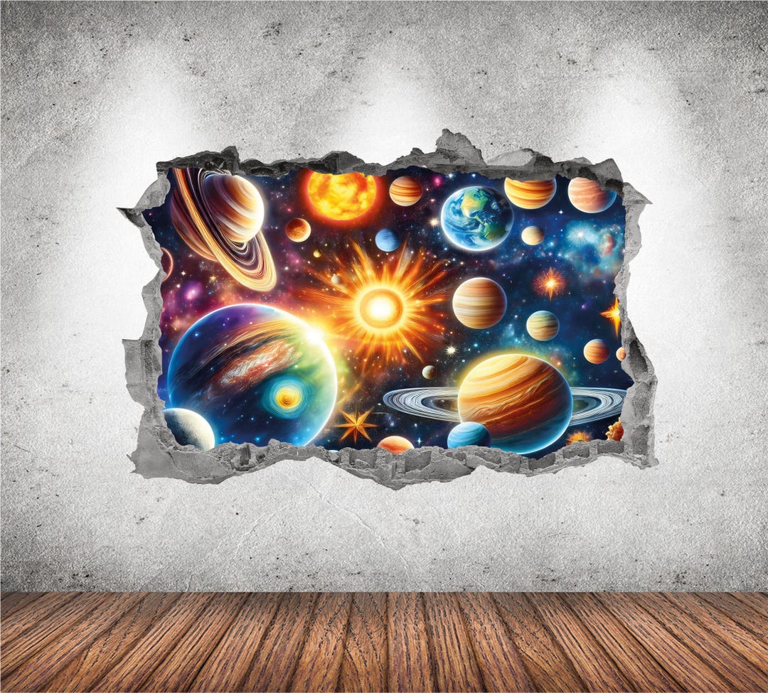 Outer Space Wall Decal 3D AI Graphic Wall Art Sticker, Wall Decor ...