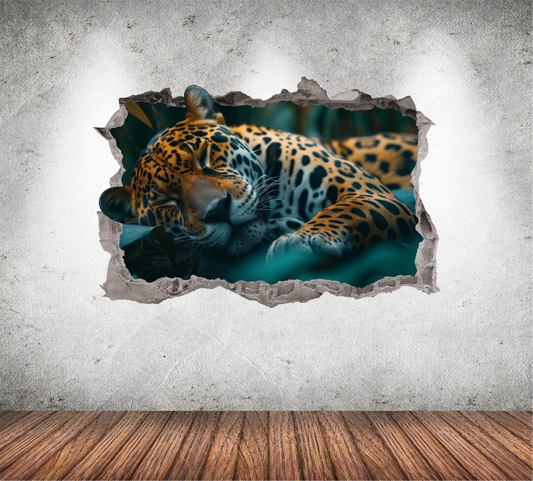 Leopard Wall Decal 3D AI Graphic Wall Art Sticker, Wall Decor, Animal ...