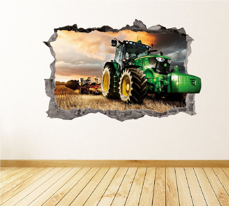 John Deere Green Tractor Wall Decal 3D Art Stickers Vinyl Wall Decor image 1