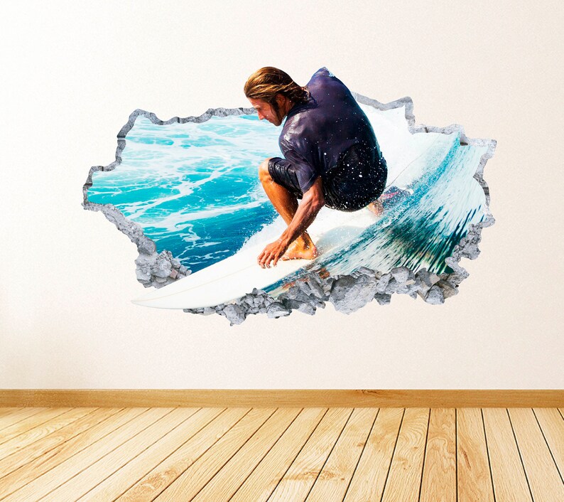 Surfeur Art sticker mural Surf thème Wall Decor chambre Wall Etsy