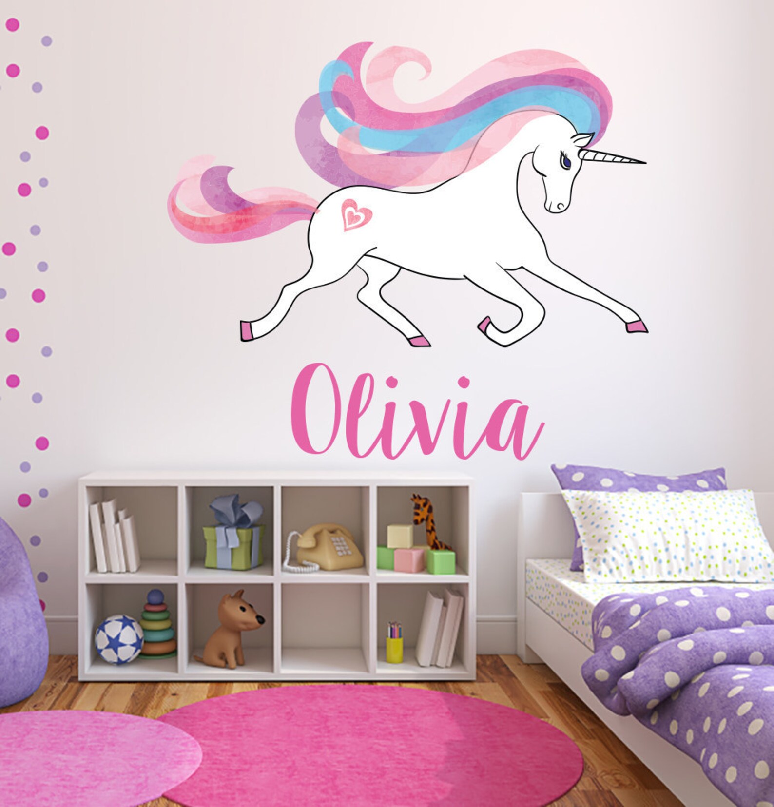 Custom Name Wall Decal Magical Unicorn Wall Art Girls Etsy