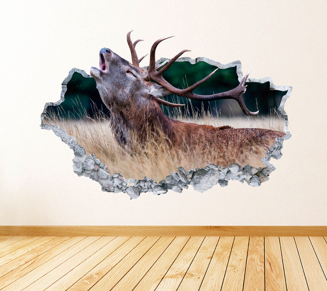 Elk Smashed 3D Wall Decal Animal Vinyl Decor Sticker - Etsy