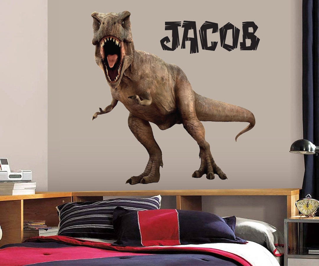 Personalized Name Wall Decal Dinosaur T Rex Wall Art Kids Etsy