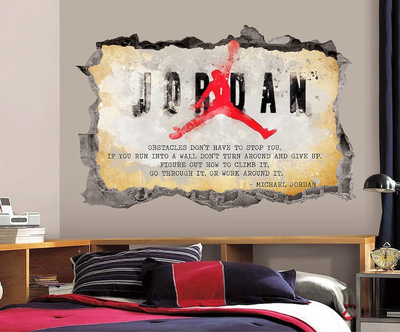 Michael Jordan Wall Art Decal 3D Smashed Jordan Quote Vinyl Etsy