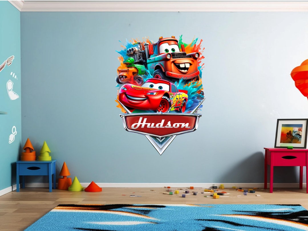 Cars Name Wall Decal, Theme Cars Wall Decor, Custom Name Wall Decor