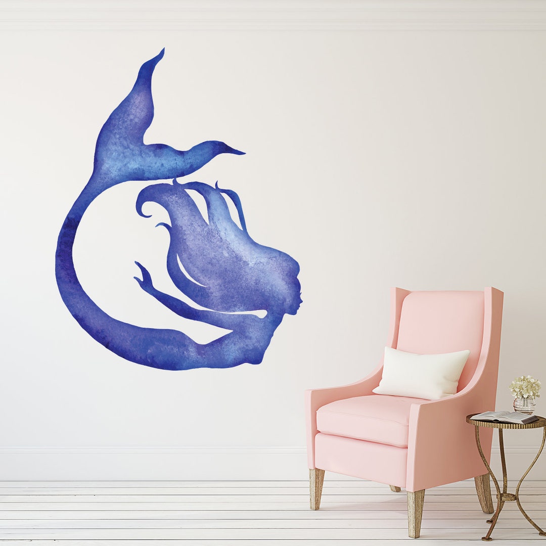 Mermaid Watercolor Wall Decal Art Stickers Vinyl Wall Decor Etsy