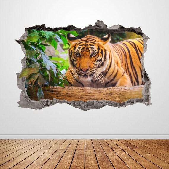 Vinilo Decorativo Tigre De Bengala A4 – Calcomanía De Gran Gato Para Pared (animal Print, Arte Mural)