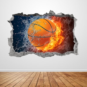 Baloncesto pared calcomanía aplastado 3D deportes gráficos pared arte pegatinas mural cartel niños habitación niños dormitorio decoración regalo
