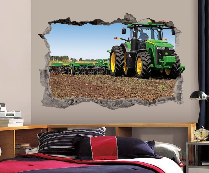 Tractor Wall Decal 3d Art Stickers John Deere Farm Vinyl Decor