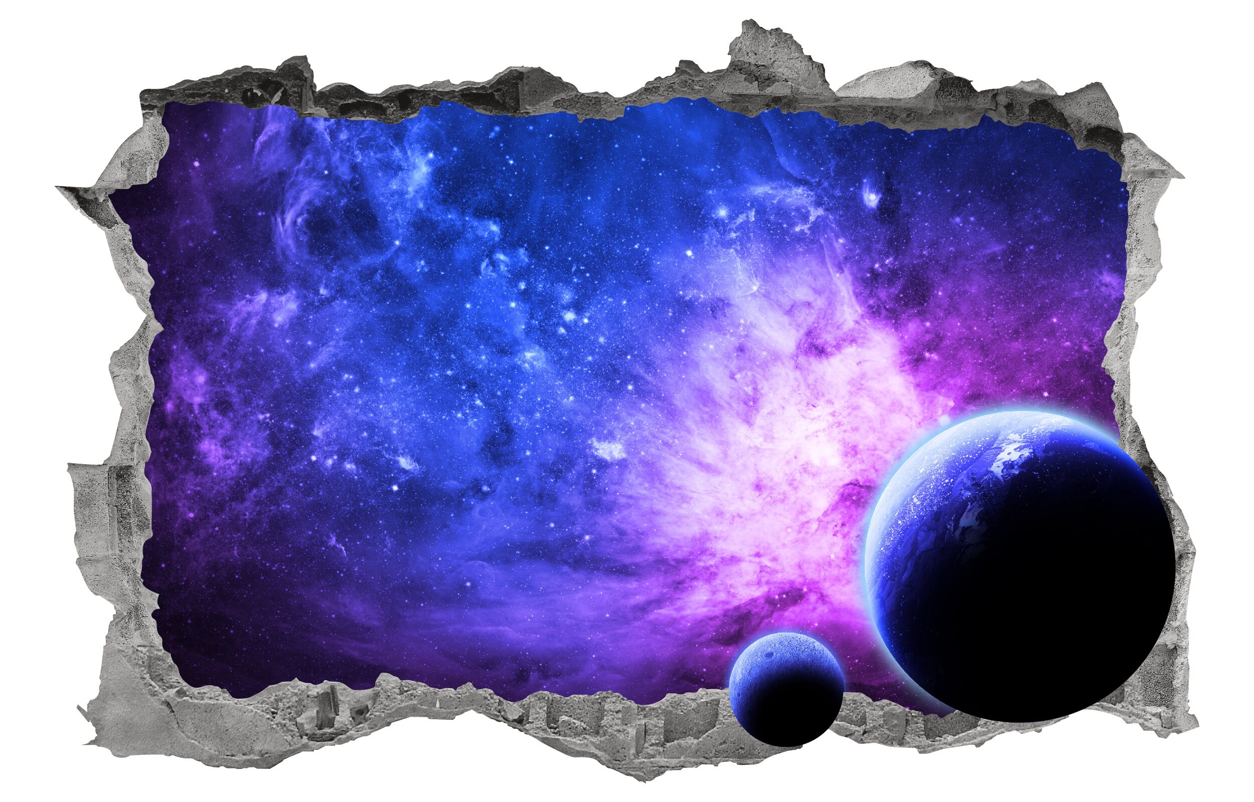 Outer Space Wall Decal Smashed 3D Graphic Galaxy Wall Etsy