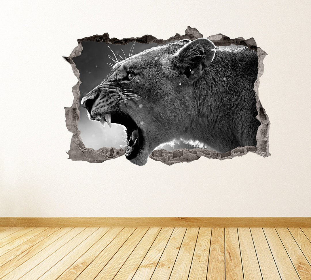 Snow Leopard Wall Decal 3D Art Stickers Animal Vinyl Wall Decor - Etsy