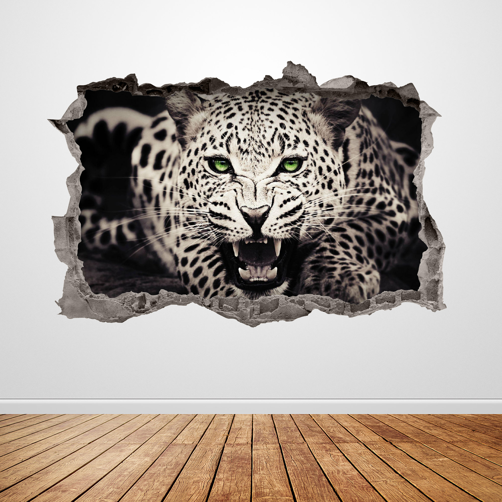 Snow Leopard Wall Decal Smashed 3D Graphic Animal Wall Sticker Art ...