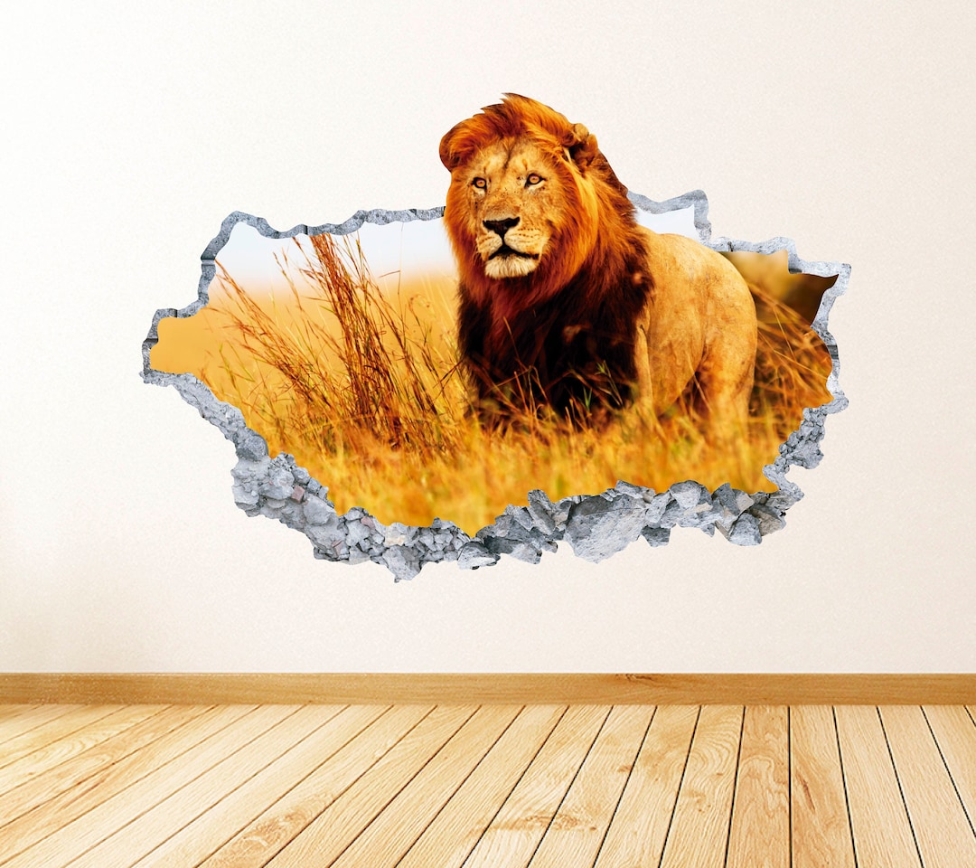 Lion Wall Art Decal Jungle Theme Wall Decor Bedroom Vinyl Wall Etsy