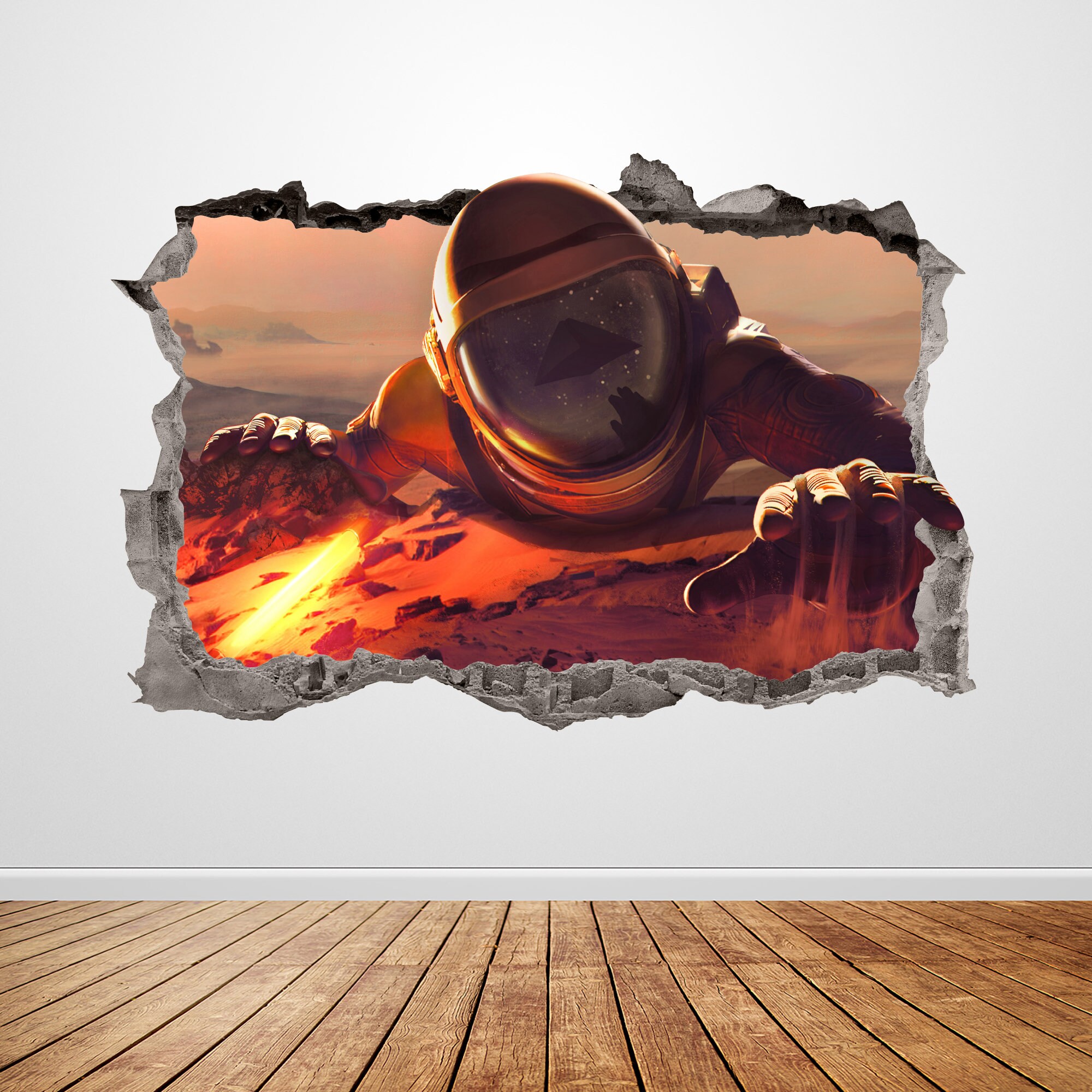 Astronaut Wall Decal Smashed 3D Graphic Outer Space Wall Art Sticker ...