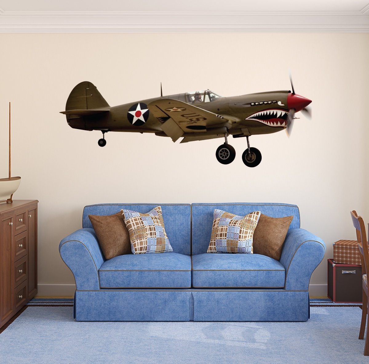 WWII Aircraft Wall Decal Military Airplane Kids Bedroom Wall Etsy
