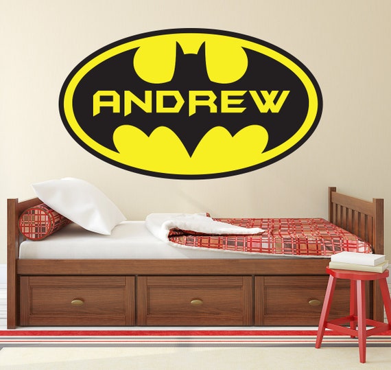 Personalized Name Wall Decal Batman Logo Art Superhero - Superhero Name Wall Stickers Personalized Name Wall Decal Batman Logo Art Superhero - Superhero Name Wall Stickers