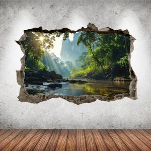 Wald Wand Aufkleber 3D AI Grafik Wandkunst Aufkleber, Wand-Dekor, Landschaft Wandaufkleber Wandbild Poster Benutzerdefinierte Vinyl Kinderzimmer